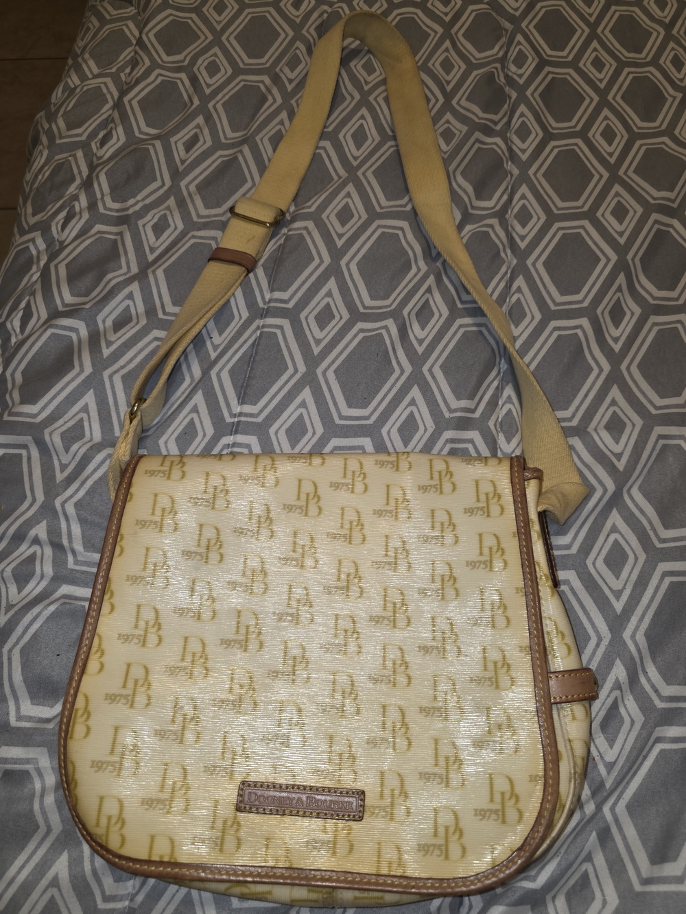 Dooney & Bourke Cream and Brown Monogram Shoulder Bag